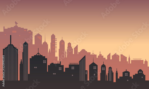 Background of the sky at dusk of a city