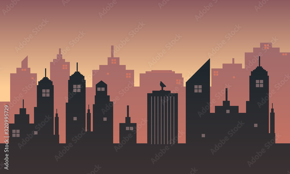 City silhouette against the background of the sky at sunset City silhouette against the background of the sky at sunset