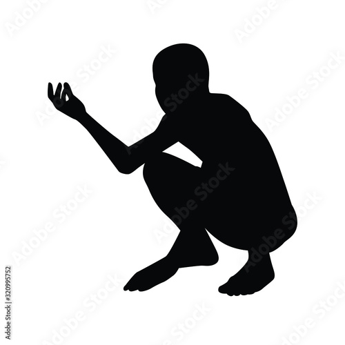 Beggar boy silhouette vector