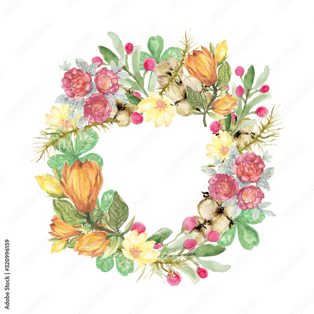 Tropical Blossom plant watercolor colorful and pastel for holiday birthday wedding party wreath bouquet for invitation card traditional flower and plants