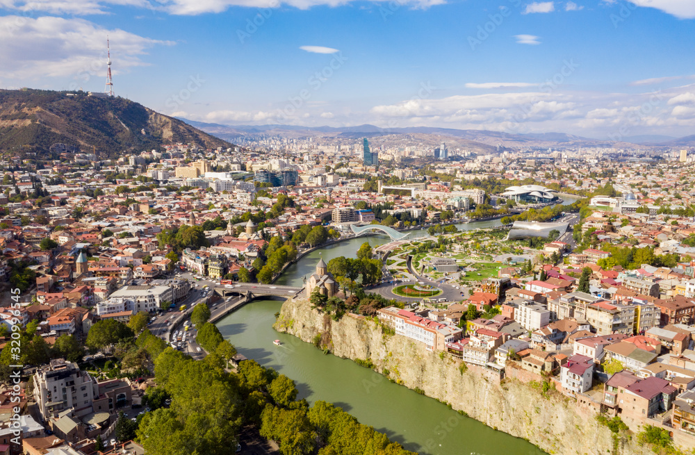 Tbilisi aerial day view, Metekhi