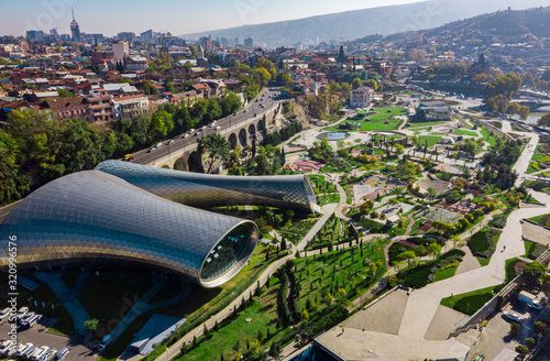 Tbilisi aerial day view,  Rike park