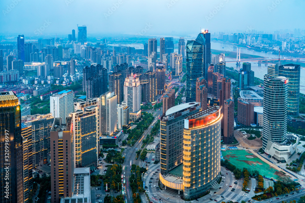 Fototapeta premium Overlooking night view of Nanchang, Jiangxi Province