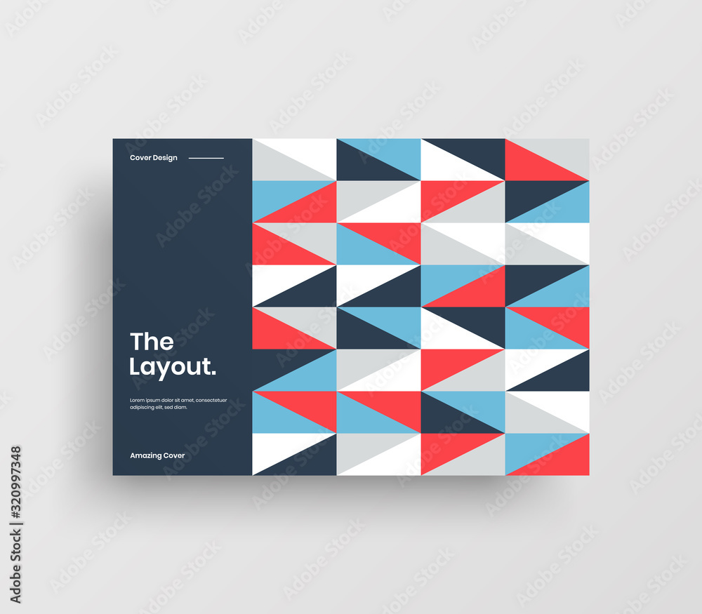 Creative business presentation vector A4 horizontal orientation front page mock up. Modern corporate report cover abstract geometric illustration design layout. Company identity brochure template.