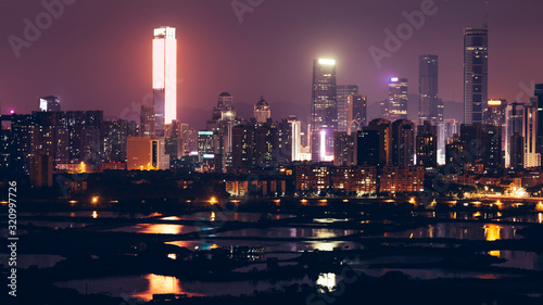 Photography Beautiful nightscape of shenzhen city in China