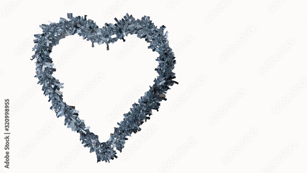 Obraz premium A silver heart shaped garland on a white background