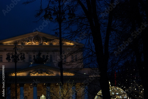 Bolshoi theater at night in winter, Moscow