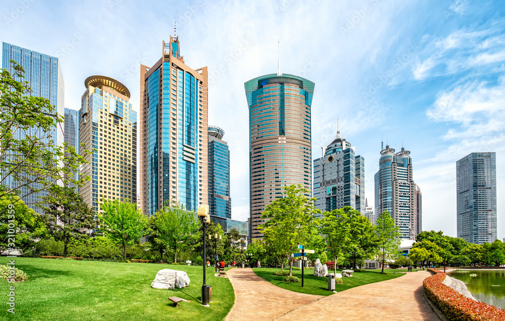 Architectural landscape and urban street of Lujiazui office building in Shanghai.. Architectural landscape and urban street of Lujiazui office building in Shanghai..