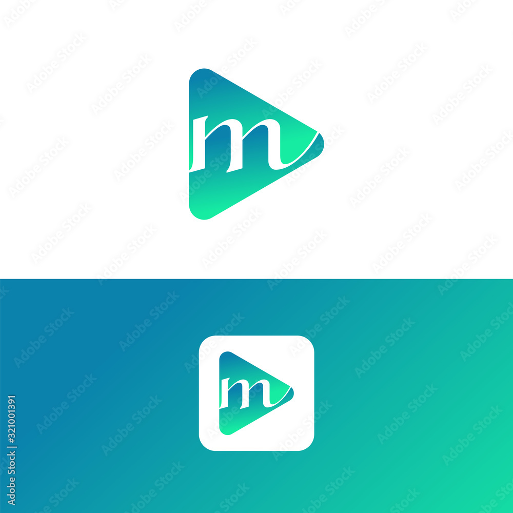 m letter logo Icon play button with combination of initial letter m m letter logo Icon play button with combination of initial letter m