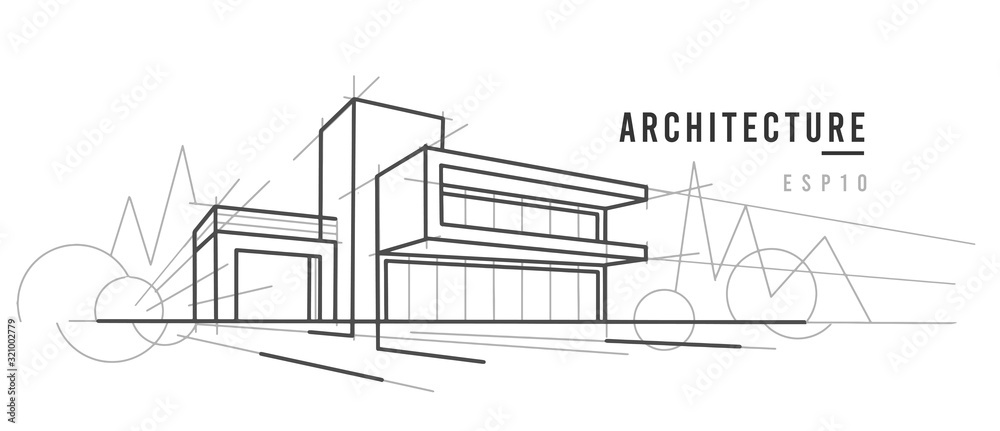 3D Illustration Black And White Architecture Drawing, Modern Architecture  Building Decorative Design, Abstract Urban Landscape. Royalty Free SVG,  Cliparts, Vectors, and Stock Illustration. Image 137742550.
