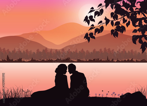 Love and beautiful sun light, Vector illustrations