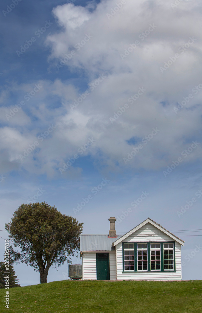 Historic schoolbuilding and barn on the hill Catlins New Zealand. Historic schoolbuilding and barn on the hill Catlins New Zealand.