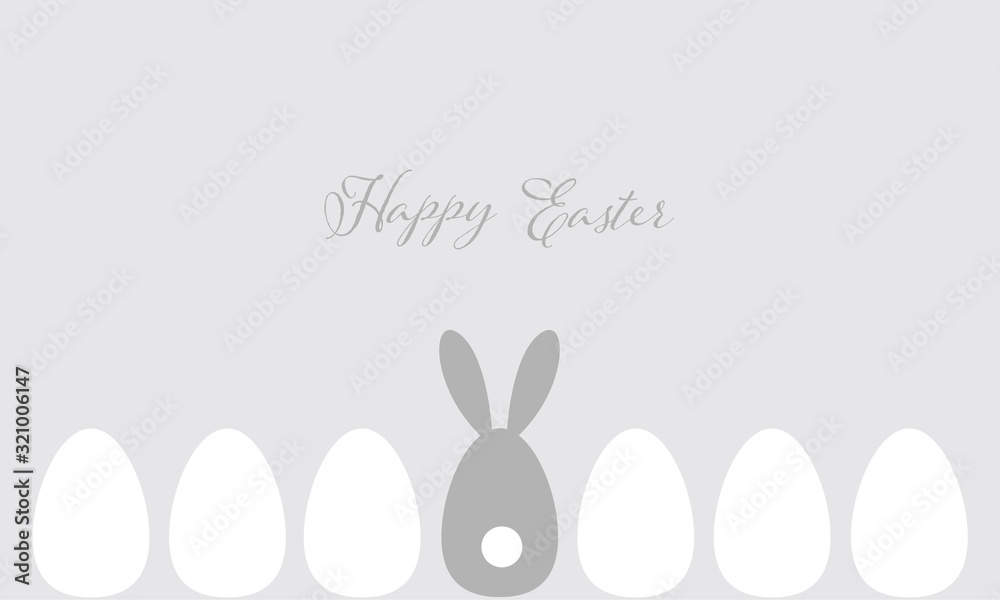 Happy Easter - Schlichte, abstrakte Geschenkkarte in Grau und Weiß