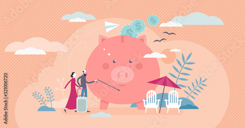 Retirement savings concept, flat tiny persons vector illustration