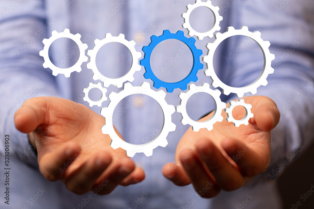 Business, Internet and technology concept. Business select gear icon on virtual screen. Business, Internet and technology concept. Business select gear icon on virtual screen.