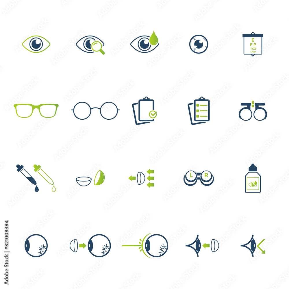 Optometry, ophthalmology related icons	