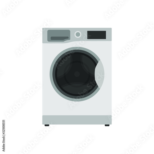 Front View of Washing machine isolated on white background Vector flat illustration