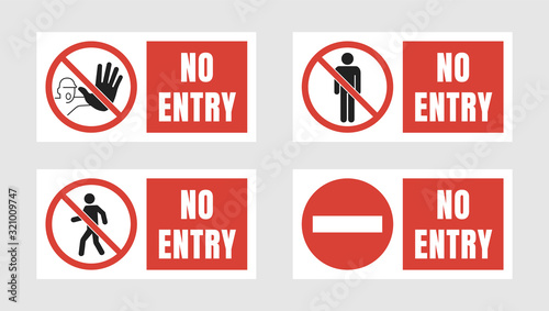 no entry sign set, no people allowed labels and stickers