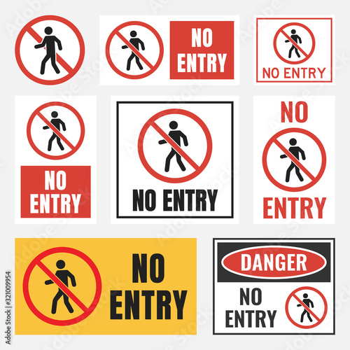 No entry sign set, no access label