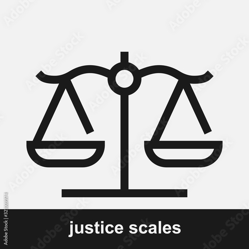 Scales of justice black and white vector icon.