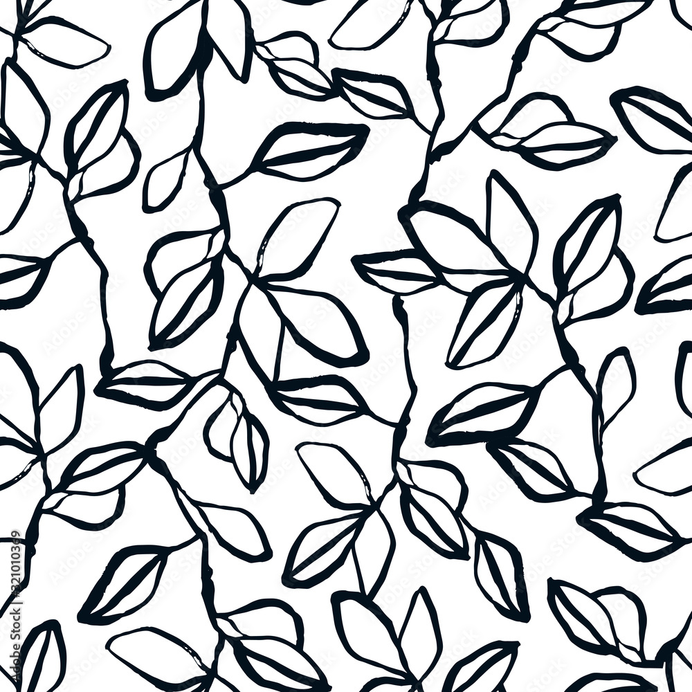 Seamless pattern with hand drawn branches. Seamless pattern with hand drawn branches.