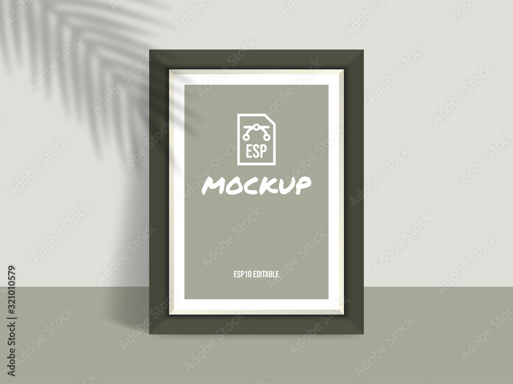 Photo frame mockup with vertical blank screen, poster template for your design