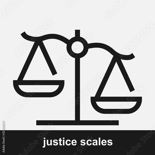 Scales of justice black and white vector icon.