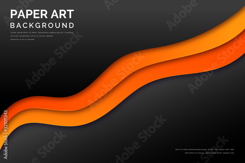 Black and orange paper art background