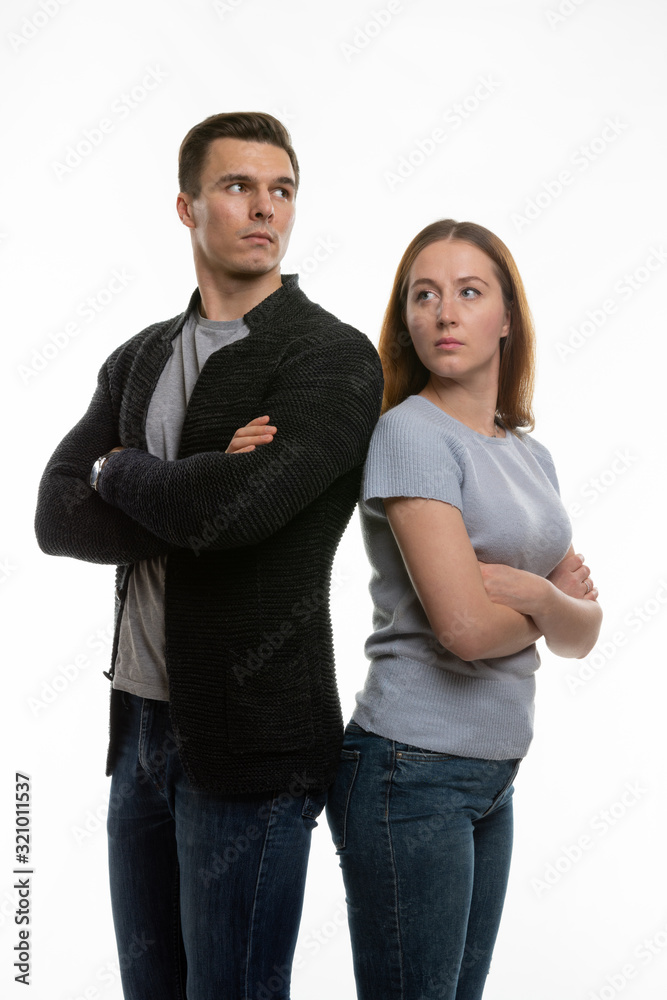 Couple in a sora, looking offended past each other Couple in a sora, looking offended past each other