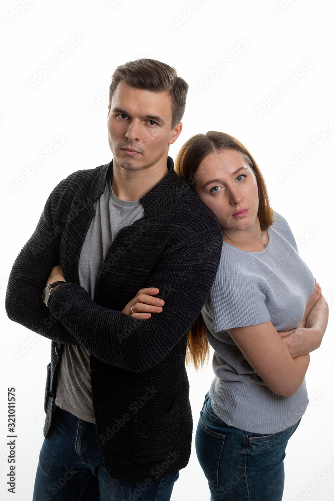 Portrait of a young family in upset feelings Portrait of a young family in upset feelings