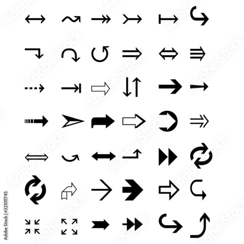 Arrow icon set of vector flat arrows. Collection for web design, mobile apps, interface and more.