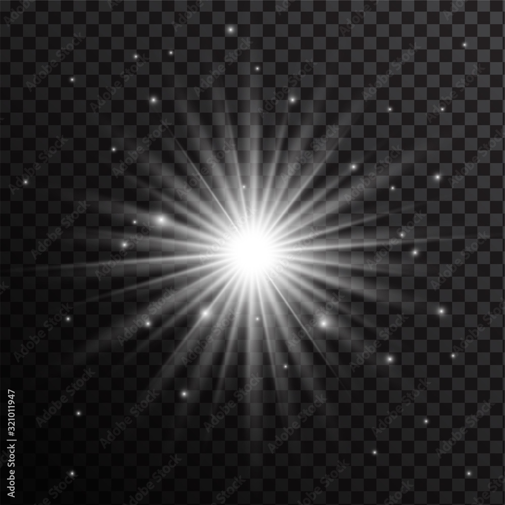Light effect. Flare or glitter, sun flash, spark or star.