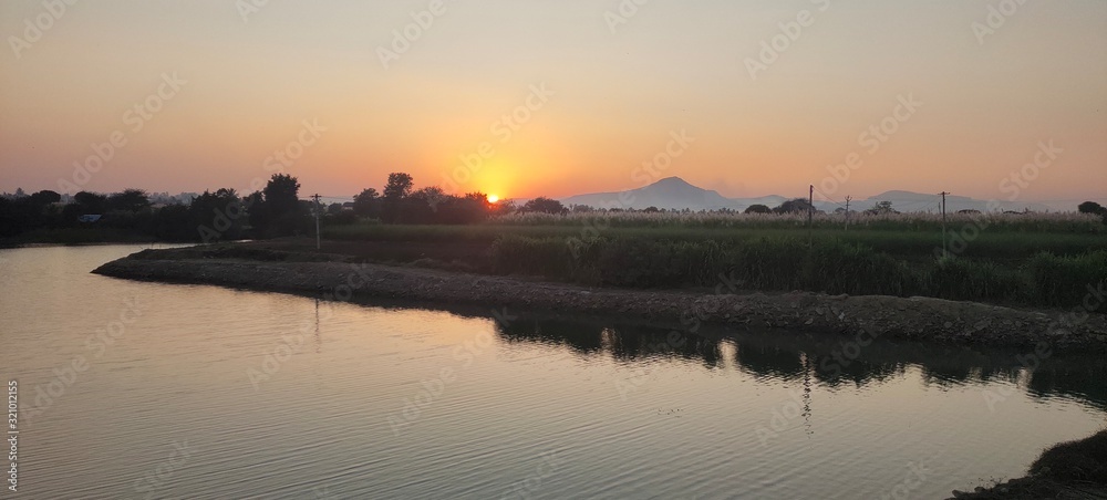 sunset over lake