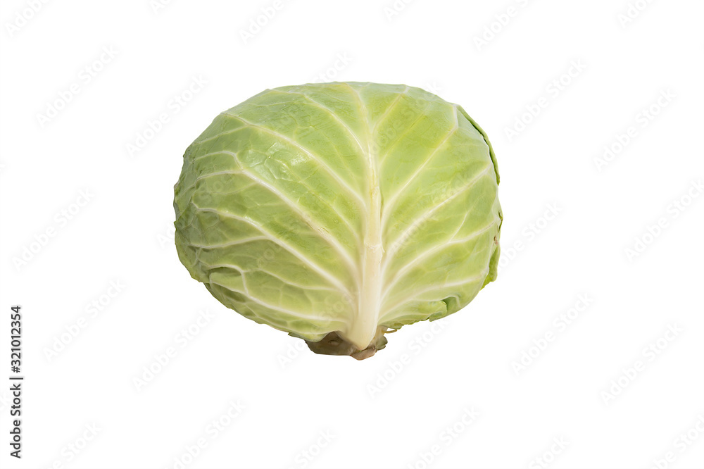 Fototapeta premium textured head of white cabbage isolated on white background