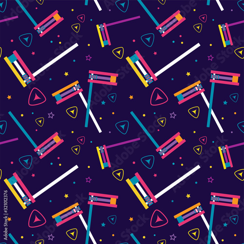 purim seamless pattern, jewish holiday. traditional Purim item, noise maker