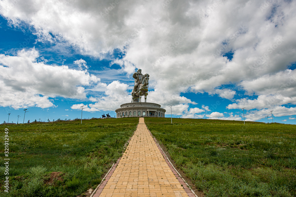 The Genghis Khan Equestrian Statue, is a 131-foot (40 m) tall statue of Genghis Khan on horseback, on the bank of the Tuul River at Tsonjin Boldog 54 km east of the Mongolian capital Ulaanbaatar.