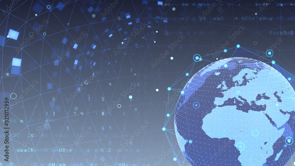 Earth on Digital Network space 3D illustration background EU Africa Earth on Digital Network space 3D illustration background EU Africa