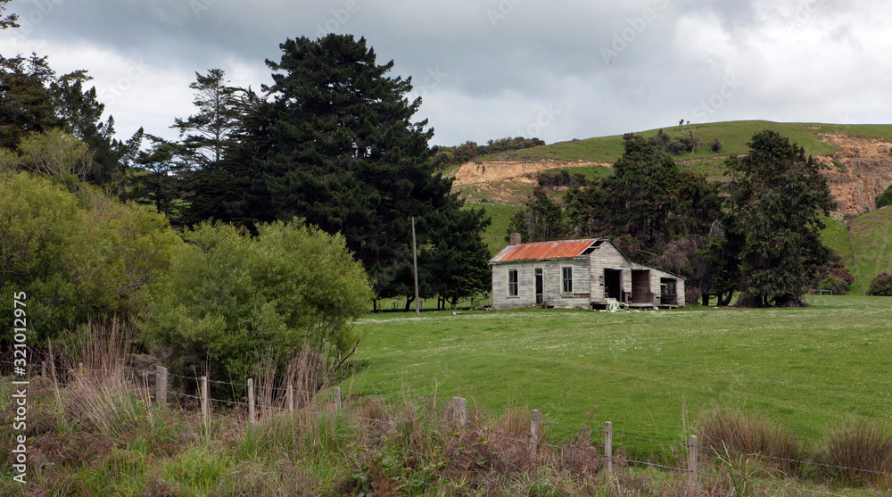 Owaka Catlins New Zealand. Abandoned farm. Counntryside