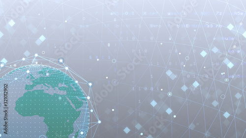 Earth on Digital Network space 3D illustration background EU Africa