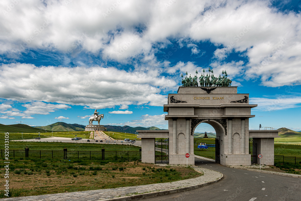 The Genghis Khan Equestrian Statue, is a 131-foot (40 m) tall statue of Genghis Khan on horseback, on the bank of the Tuul River at Tsonjin Boldog 54 km east of the Mongolian capital Ulaanbaatar.