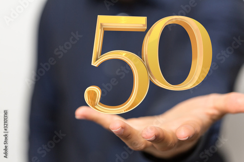 50 Anniversary 3d numbers. Poster template for Celebrating 50 anniversary event party.