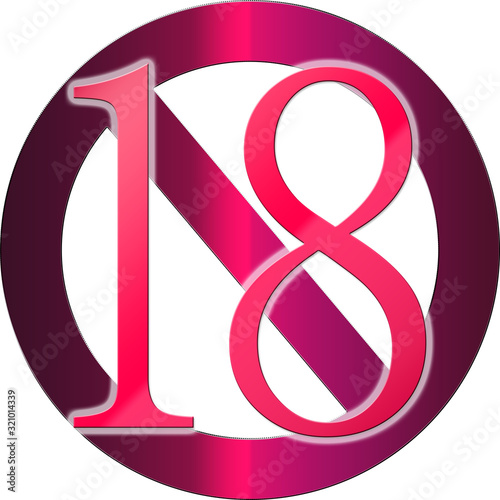R18 18禁 アダルト関連で使われる事が多いアイコンなので アダルトを連想できるピンク周辺の色を使用しました きれいなr18です Stock Illustration Adobe Stock