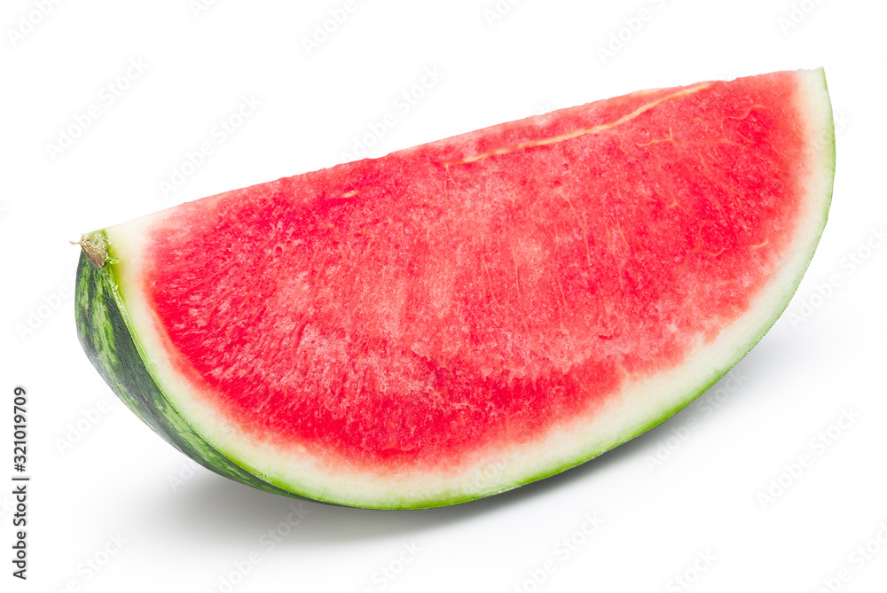 Juicy red watermelon slice isolated on white with clipping path. Juicy red watermelon slice isolated on white with clipping path.