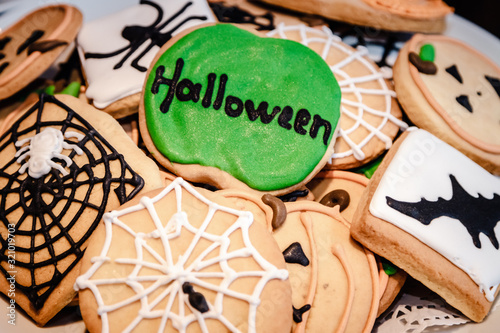 Large plate of cookies at Halloween