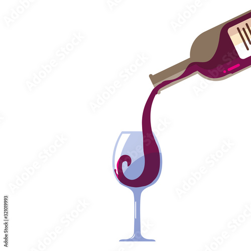 bottle and glass of wine on white background