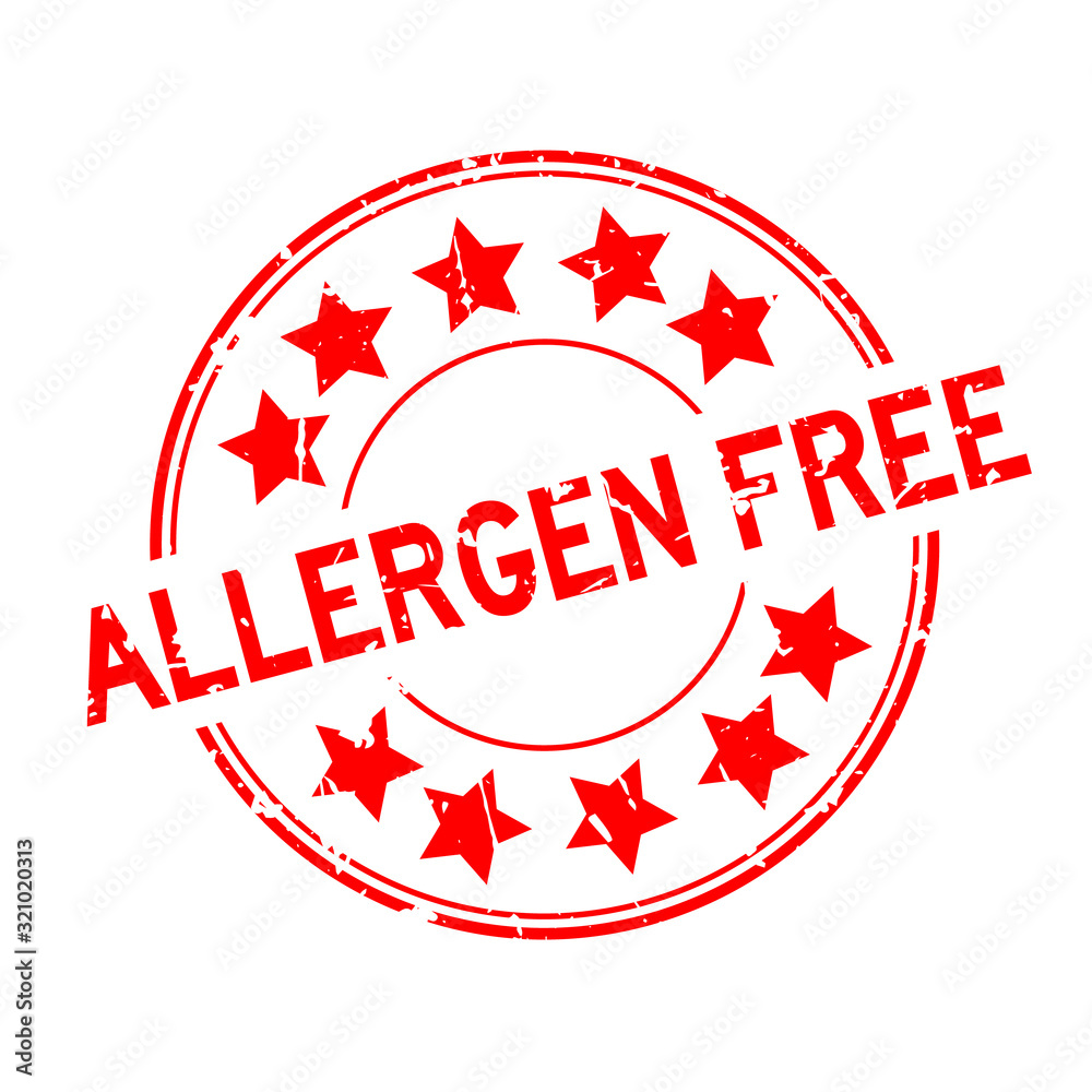 Grunge red allergen free word round rubber seal stamp on white background Grunge red allergen free word round rubber seal stamp on white background