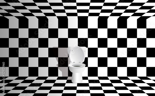 black and white toilet interior	