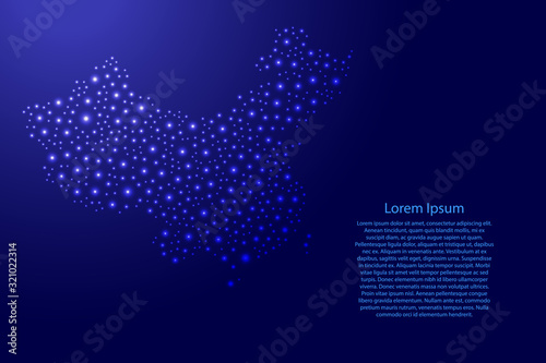 China map from blue and glowing space stars abstract concept geometric shape. Vector illustration. © elenvd