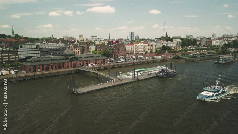 Aerial view of Hamburg Fishmarket shot in 4k Aerial view of Hamburg Fishmarket shot in 4k