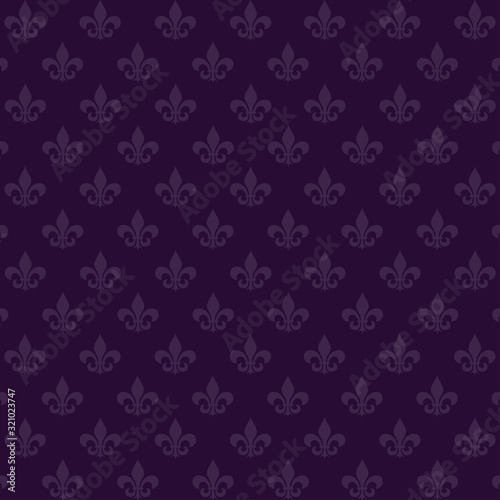 Photographie Seamless background with a staggered heraldic Lily on a noble purple background